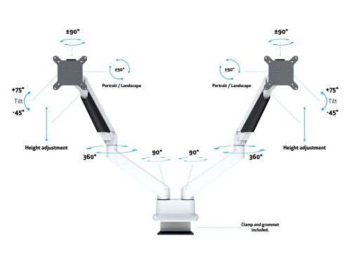 Multibrackets M VESA Gas Lift Arm Dual Side by Side White