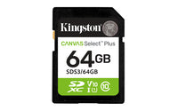 Kingston Technology 64GB SDXC Canvas Select Plus Gen3 100MB/s C10 UHS-I U1 V10