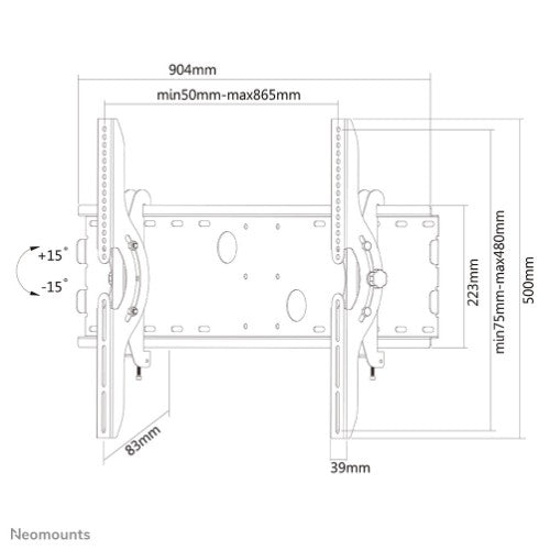 Neomounts PLASMA-W200BLACK TV mount wall 37-85" - tiltable