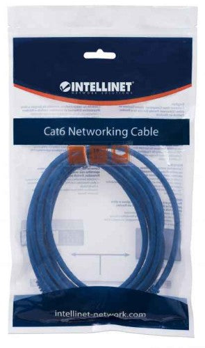 Intellinet Network Patch Cable, Cat6, 3m, Blue, CCA, U/UTP, PVC, RJ45, Gold Plated Contacts, Snagless, Booted, Lifetime Warranty