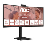 AOC E4 CU34E4CW computer monitor 86.4 cm (34") 3440 x 1440 pixels UltraWide Quad HD LED Black