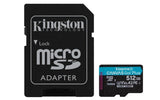 Kingston Technology 512GB microSDXC Canvas Go Plus Gen4 200MB/s A2 U3 V30 Card + Adapter