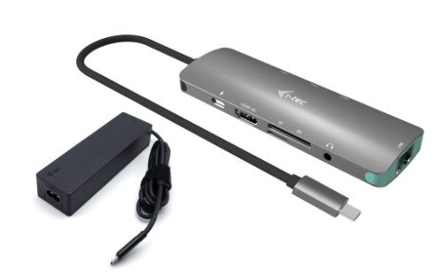 i-tec USB-C Metal Nano Docking Station 4K HDMI LAN with Power Delivery 100W + Universal Charger 100W