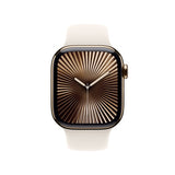 Apple Watch Series 10 GPS + Cellular 42mm Gold Titanium Case with Starlight Sport Band - S/M