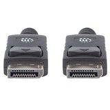 Manhattan DisplayPort 1.2 Cable, 4K@60hz, 2m, Male to Male, With Latches, Fully Shielded, Black, Lifetime Warranty, Equivalent to DISPL2M