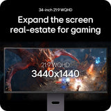 LG UltraGear™ G6 34G600A-B - 34-inch 160Hz WQHD Curved Gaming Monitor | 34-inch WQHD display / AMD FreeSync™ Premium