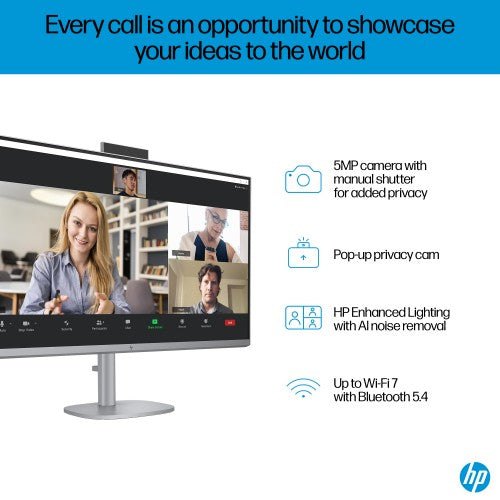 HP OmniStudio X 32-c0002na Intel Core Ultra 7 155H 80 cm (31.5") 3840 x 2160 pixels All-in-One PC 16 GB DDR5-SDRAM 1 TB SSD Windows 11 Home Wi-Fi 7 (802.11be) AI PC Silver