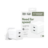 PanzerGlass empower™ by ® Turbo 45W Charger incl. 2 x USB-C | UK Plug | Silver White