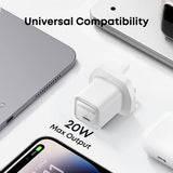 Anker USB-C Charger, 20W Fast Charging, White
