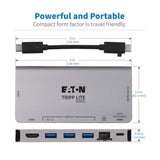 Tripp Lite U442-DOCK5D-GY USB-C Dock - 4K HDMI, USB 3.x (5Gbps), USB-A/C Hub Ports, GbE, Memory Card, 100W PD Charging, Detachable Cord