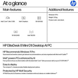 HP EliteDesk 8 Mini G1i AI Intel Core Ultra 7 265 32 GB DDR5-SDRAM 512 GB SSD Windows 11 Pro Mini PC AI PC Black