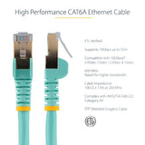 StarTech.com 3m CAT6a Ethernet Cable - 10 Gigabit Shielded Snagless RJ45 100W PoE Patch Cord - 10GbE STP Network Cable w/Strain Relief - Aqua Individually Tested/Wiring is UL Certified/TIA