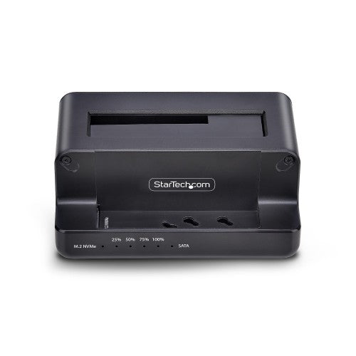 StarTech.com M.2 NVMe to 2.5/3.5" SATA Drive Duplicator, Dual Bay Standalone SSD Cloner/Drive Dock, Bidirectional NVMe to SATA / SATA to NVMe, Up to 27GBpm, TAA