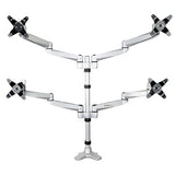 StarTech.com Desk Mount Quad Monitor Arm – Premium Articulating VESA 4 Monitor Mount 2x2 up to 30" – Ergonomic Height Adjustable Pole Mount - Tilt/Swivel/Rotate - C-Clamp/Grommet - Silver