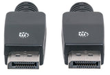 Manhattan DisplayPort 1.1 Cable, 4K@60Hz, 10m, Male to Male, With Latches, Fully Shielded, Black, Lifetime Warranty