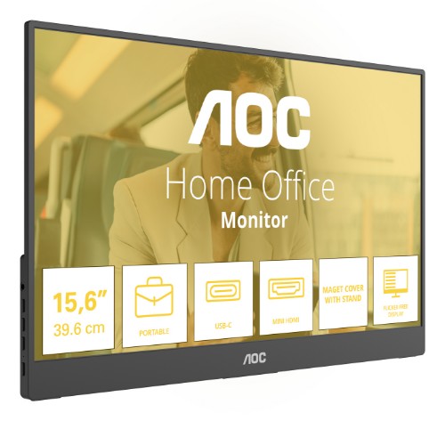 AOC 16T20E2 portable TV/monitor Portable monitor Black 39.6 cm (15.6") LED 1920 x 1080 pixels