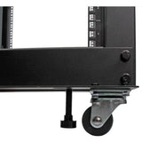 StarTech.com 4-Post 25U Mobile Open Frame Server Rack, Four Post 19in Network Rack with Wheels, Rolling Rack with Adjustable Depth for Computer/AV/Data/IT Equipment - Casters, Leveling Feet or Floor Mounting