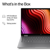 HP OmniBook X Flip 2-in-1 Laptop Next Gen AI 14-kb0000nax Copilot+ PC Intel Core Ultra 7 35.6 cm (14") Touchscreen 2K 16 GB LPDDR5x-SDRAM 512 GB SSD Wi-Fi 7 (802.11be) Windows 11 Home Silver