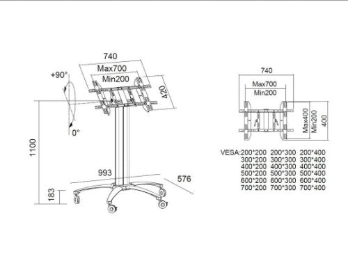 Multibrackets M Public Display Stand 110 HD Tilt & Table Silver
