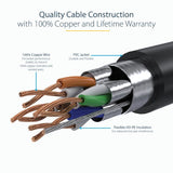 StarTech.com 10m CAT6a Ethernet Cable - 10 Gigabit Shielded Snagless RJ45 100W PoE Patch Cord - 10GbE STP Network Cable w/Strain Relief - Black Individually Tested/Wiring is UL Certified/TIA