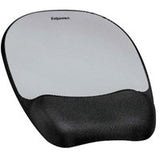Fellowes Mouse Mat Wrist Support - Memory Foam Mouse Pad with Soft Foam Pillow - Ergonomic Mouse Mat for Computer, Laptop, Home Office Use - Compatible with Laser and Optical Mice - Silver