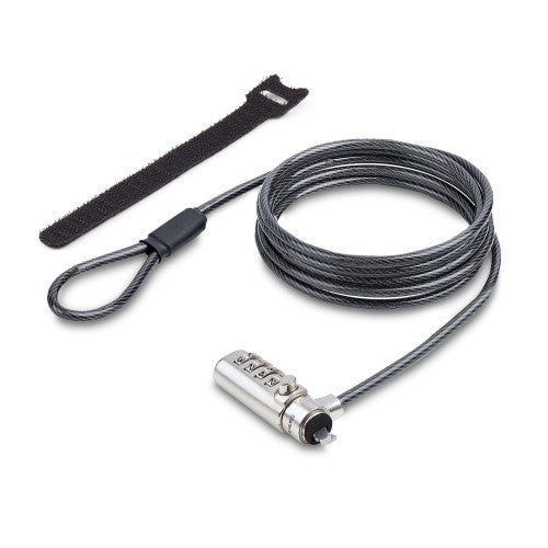 StarTech.com Slim Lock Noble Wedge® Slot Compatible, 5ft (1.5m) Locking Cable, Desk Anti-Theft Security For Laptop/Notebook, Cut-Resistant Steel Cable, Combo Lock