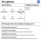 HP ProStudio 4 All-in-One G1i 23.8 inch Desktop AI PC Intel Core Ultra 5 60.5 cm (23.8") 1920 x 1080 pixels 24 GB DDR5-SDRAM Windows 11 Pro Wi-Fi 6E (802.11ax)
