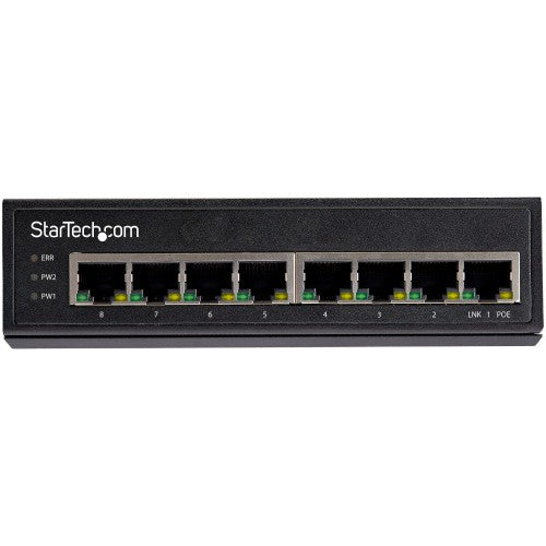 StarTech.com Industrial 8 Port Gigabit PoE Switch - 30W - Power Over Ethernet Switch - GbE PoE+ Unmanaged Switch - Rugged High Power Gigabit Network Switch IP-30/-40 C to 75 C