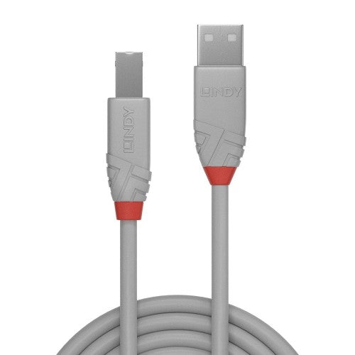 Lindy 0.2m USB 2.0 Type A to B Cable, Anthra Line, Grey