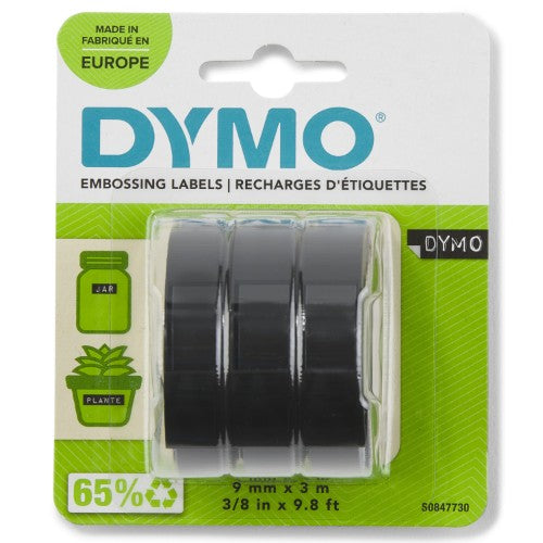 Dymo S0847730 Embossing tape 3D black 9mmx3m Pack=3 for Dymo 3D 9mm
