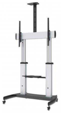 Manhattan Trolley Mount Stand for TV & Monitors, For screens: 60" to 100",VESA compatibility:all between 200x200 to 800x600mm -check the dimensions of the four mounting holes on back of screen to ensure it fits,Max 100kg,Height adjustable 1200 to 1685mm,L