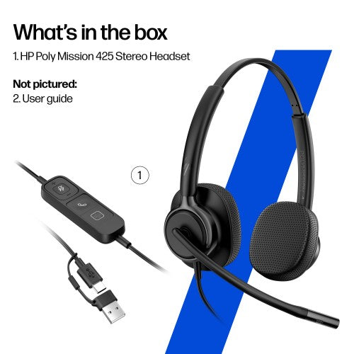 HP Poly Mission 425 Stereo USB Wired Headset (Bulk)