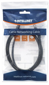 Intellinet Network Patch Cable, Cat5e, 1m, Black, CCA, U/UTP, PVC, RJ45, Gold Plated Contacts, Snagless, Booted, Lifetime Warranty