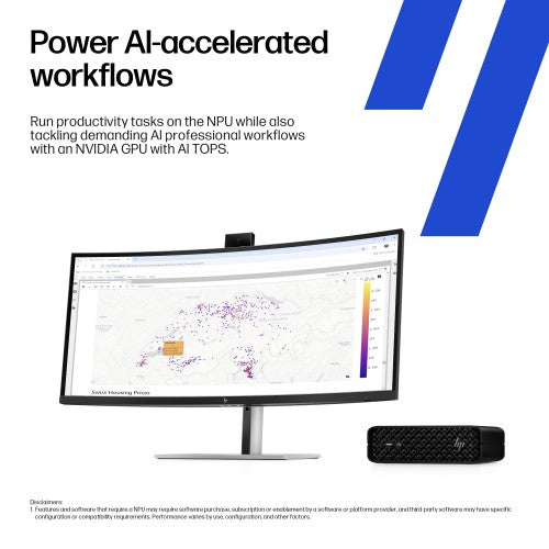 HP Z2 Mini G1i Intel Core Ultra 9 285K 64 GB DDR5-SDRAM 1 TB SSD NVIDIA RTX 4000 Ada Windows 11 Pro Mini PC Workstation AI Workstation, AI PC Black