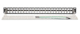 Intellinet 19" 48-Port Shielded Blank Patch Panel, 1U, Unloaded 19-inch Rackmount Keystone Panel for High-density Installations, Removable Cable-Management Bar, Black