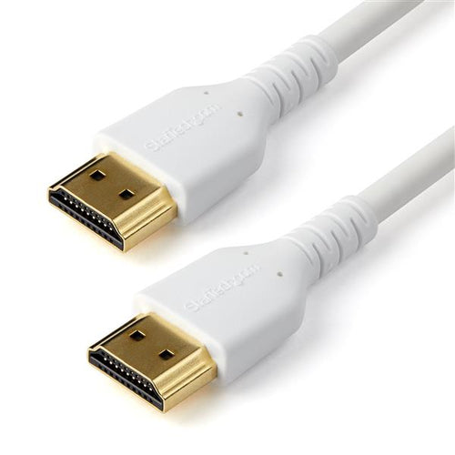 StarTech.com 6ft (2m) Slim HDMI 2.0 Cable, Flexible Premium Certified HDMI Cord with Ethernet, UHD 4K 60Hz HDR10, Durable Aramid Fiber Design with TPE Jacket, White