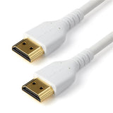 StarTech.com 6ft (2m) Slim HDMI 2.0 Cable, Flexible Premium Certified HDMI Cord with Ethernet, UHD 4K 60Hz HDR10, Durable Aramid Fiber Design with TPE Jacket, White