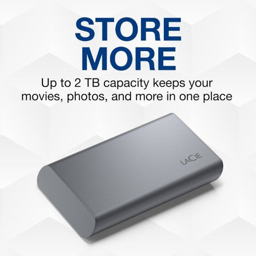 LaCie Mobile SSD Secure Thunderbolt technology 1 TB USB Type-C 3.2 Gen 2 (3.1 Gen 2) Grey