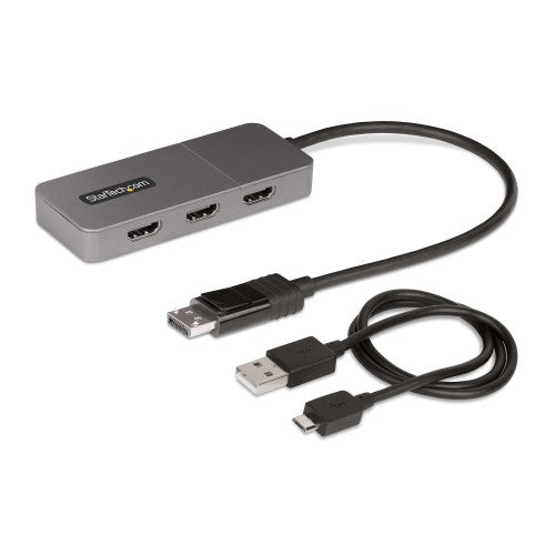 StarTech.com 3-Port MST Hub - DisplayPort to 3x HDMI, Triple 4K 60Hz Monitors, DP 1.4 Multi-Monitor Video Adapter, 1ft (30cm) Built-in Cable, USB Powered, Windows Only
