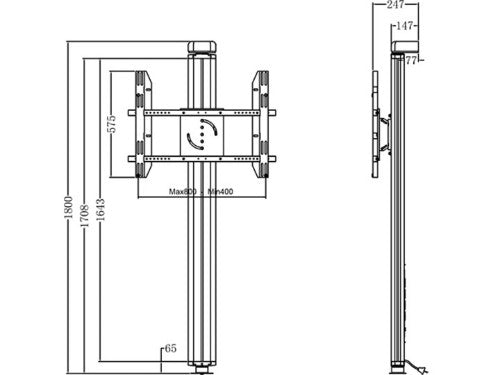 Multibrackets M Public Display Wall 180 Single Black