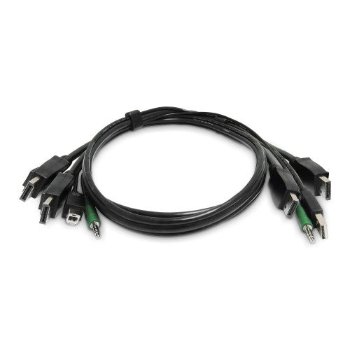 StarTech.com 6ft (1.8m) Dual-DisplayPort KVM Cable, USB 2.0, 3.5mm Audio, Universally Compatible Combo Cable for KVM Switches, TAA Compliant