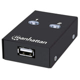 Manhattan USB-A Automatic Sharing Switch, 2x USB-B Ports, 480 Mbps (USB 2.0), Dual Control (Auto-Sensing or Manual), USB powered (no external power supply required), inc 1x 1.5m USB-A to USB-B cable