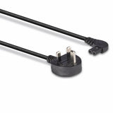 Lindy 3m UK 3 Pin Plug To Right Angled IEC C7 Mains Power Cable, Black
