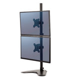 Fellowes Seasa Dual Stacking Monitor Arm - Freestanding Monitor Mount for 8KG 32 inch Screens - Ergonomic Adjustable Monitor Arm - Tilt 45° Pan 120° Rotation 360°, VESA 75 x 75/100 x 100 - Black
