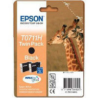 Epson C13T07114H10/T0711H Ink cartridge black high-capacity twin pack, 2x370 pages ISO/IEC 24711 11.1ml Pack=2 for Epson Stylus BX 310/600/D 120/Office B 1100/Office B 40 w