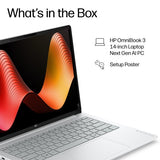 HP OmniBook 3 Laptop Next Gen AI 14-hz0001nax Copilot+ PC Snapdragon 35.6 cm (14") 2K 16 GB LPDDR5x-SDRAM 256 GB SSD Wi-Fi 6E (802.11ax) Windows 11 Home Silver