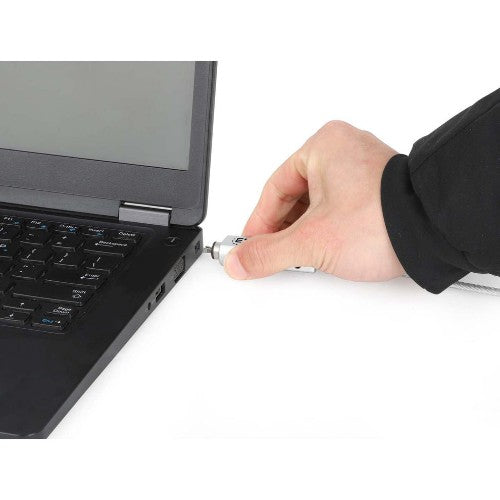 Manhattan Universal Laptop Combination Lock For Noble Wedge®, Nano and K-Slot, Secure 3-in-1 Anti-theft Notebook Lock, Resettable 4-digit Combo, 1.8m, Cut-Resistant Carbon Steel Cable, Translucent PVC Jacket, Silver