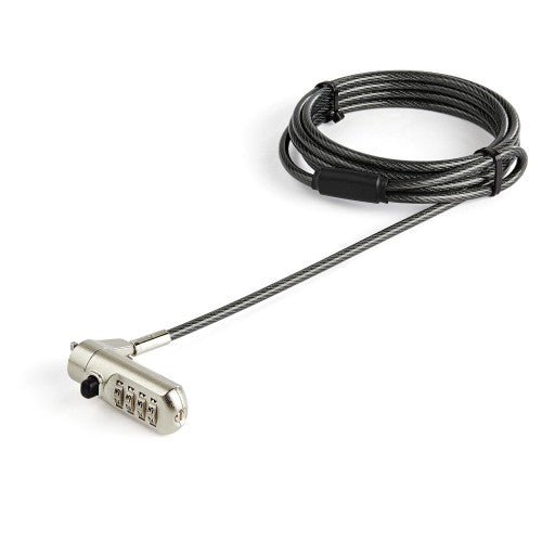 StarTech.com 6.6ft (2m) Laptop Cable Lock - Nano Slot Compatible 4 Digit Combination Security Cable Lock - Anti-Theft Vinyl Coated Steel Cable Lock for Nano Slot Computer/Device - TAA
