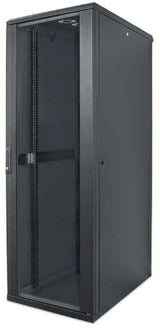 Intellinet 19" Network Cabinet - Free Standing, 42U, 600x800mm (width x depth), Black, Flatpack, Max 1500kg, Multi-Point Door Lock, One Lock Per Side Panel, Usable Depth 123 to 573mm, IP20 rated, Rack, Steel
