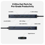 HYPER HD4004GL interface hub USB 3.2 Gen 1 (3.1 Gen 1) Type-C 10000 Mbit/s Blue, Grey